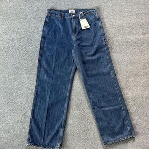 Dala Starch Jean Jeans Mens 33x31 Flat Blue Wide Leg Relaxed Carpenter Denim